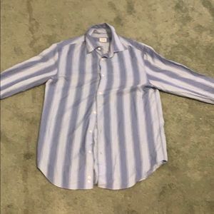 Mens M Armani blue striped casual button down.
